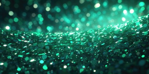 Banner with a background image of emerald sequins - obrazy, fototapety, plakaty