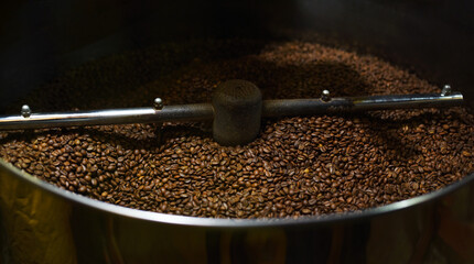 Aromatic coffee beans during roasting