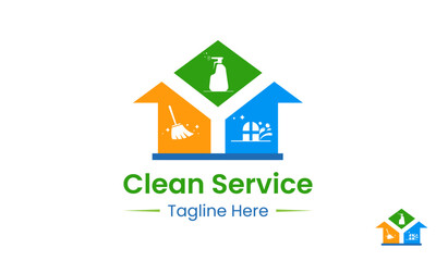 Clean Service Logo Design Template With Home.