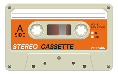 Stereo cassette template. Plastic record for media entertainment