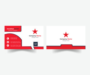 Modern red and white professional business card template, Red modern business card, Simple modern business card with red color template vector