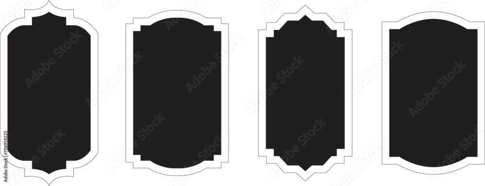 Poster set of vintage frames and labels shape vector art. set form shape and labels vintage vector collecti