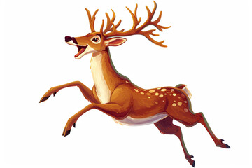 cartoon deer is jumping