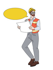 Cartoon construction engineer career vector