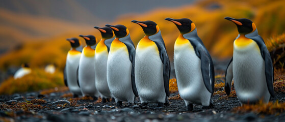 Pinguin-Kolonie im Polarleben - obrazy, fototapety, plakaty