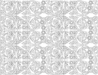 Vector sketch illustration of classic minimalist floral background pattern design