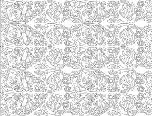 Vector sketch illustration of classic minimalist floral background pattern design