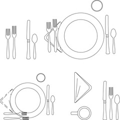 Vector sketch illustration of kitchen utensils design for dining table