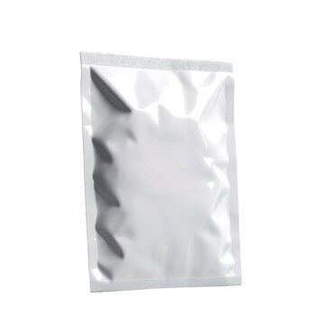 a silver foil pouch on a transparent background
