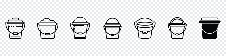 Bucket vector icon, bucket icon, Water bucket handle container equipment household clean plastic vector, bucket vector icon, Buckets set. Flat vector illustration. Bucket empty and with water, Bucket  © marufpro555777