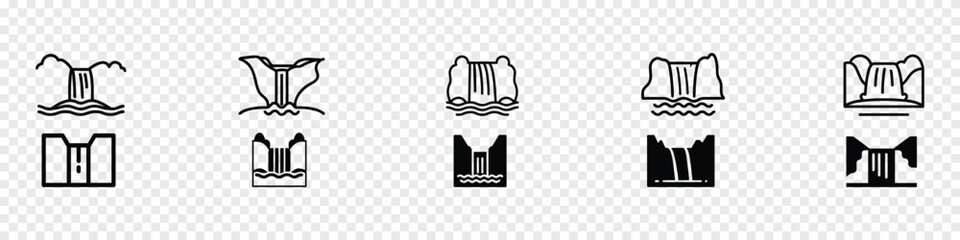 Waterfall icon, Waterfall tourism icon. Waterfall different style icon set. waterfall icon, waterfall logo. water logo