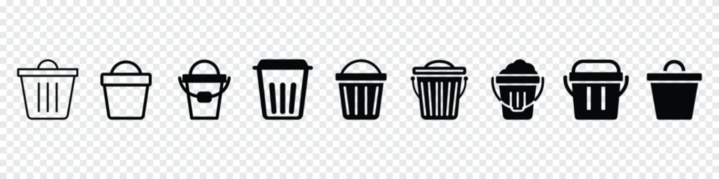 Trush icon, trash can icon vector, bucket vector icon, Bucket outline icon. Delete icon, Recycle bin icon