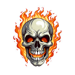 Skull fire art illustrations for stickers, tshirt design, poster etc