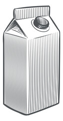 Milk paper box sketch. Organic healthy drink