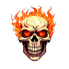 Skull fire art illustrations for stickers, tshirt design, poster etc