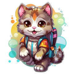  Cute cartoon cat image design with transparent background/no background. design images for t-shirt stickers and others. Generative Ai