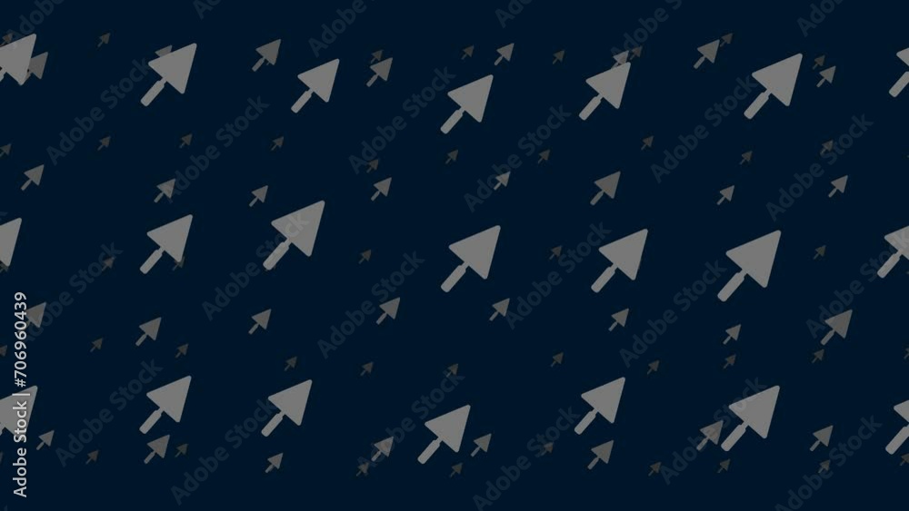 Poster trowel symbols float horizontally from left to right. parallax fly effect. floating symbols are loca