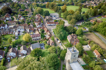 Drone view of East Malling in Kent England UK