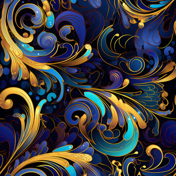 Swirls and Curlicues Seamless Pattern