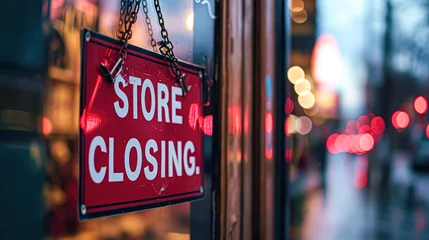 Foto op Aluminium Horizontal Close Up Shot Of Store Closing Sign On Business © Kowit