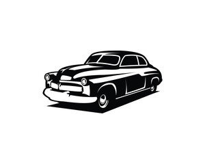 vector graphic illustration of 1949 Mercury coupe classic black on white background side view. available ep 10.