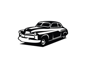 Obraz premium vector graphic illustration of 1949 Mercury coupe classic black on white background side view. available ep 10.
