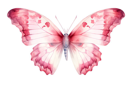 Fototapeta Pink watercolor butterfly design