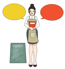 Receptionist in front of the restaurant