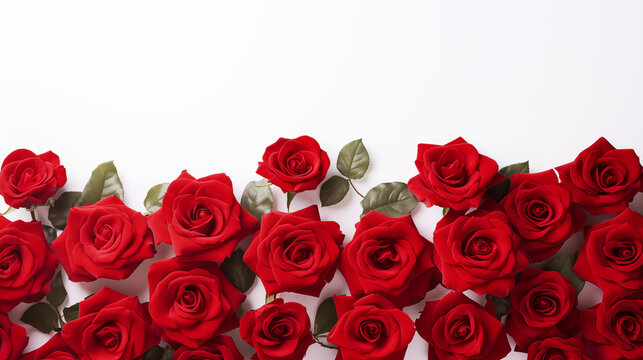 photograph red roses on the white wall background