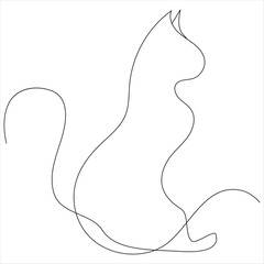 Continuous one line cat pet drawing out line vector illustration design.