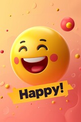 Joyful Emoji with Happy Banner
