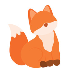 Cute Little Fox Sitting Wild Animal in Animated Cartoon Vector Illustration