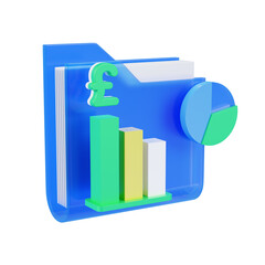 Financial documents about pound currency and graph icon