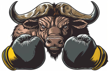 cartoon buffalo boxer
