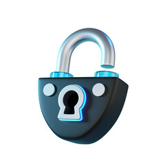 Padlock and unlock icon with transparent background 