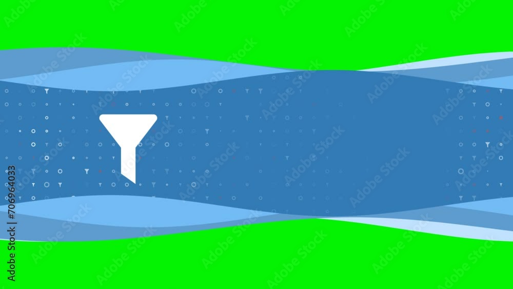 Poster animation of blue banner waves movement with white funnel symbol on the left. on the background ther
