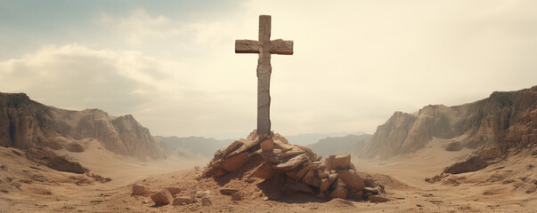 Cross in the Desert
 - obrazy, fototapety, plakaty