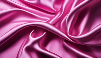 Obraz premium Beautiful purple pink silk satin background. Soft folds. Shiny fabric. Luxury lilac background with copy space for design. Web banner. Flat lay, top view. Birthday, wedding, Christmas, Valentine.