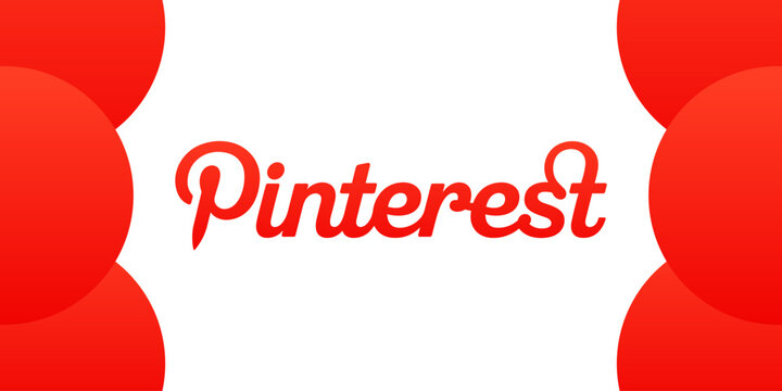 Social media Pinterest logo. Editorial social network red Pinterest logotype. Modern design of social media Pinterest. Full inscription and red logo. Vector illustration