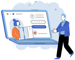 Product to service model. Vector illustration. Interaction with customers provides valuable insights for product and service improvement Organizational structures influence development and delivery