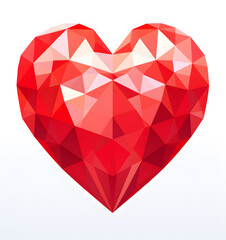 Naklejka na ściany i meble Polygon red heart illustration isolated on white background