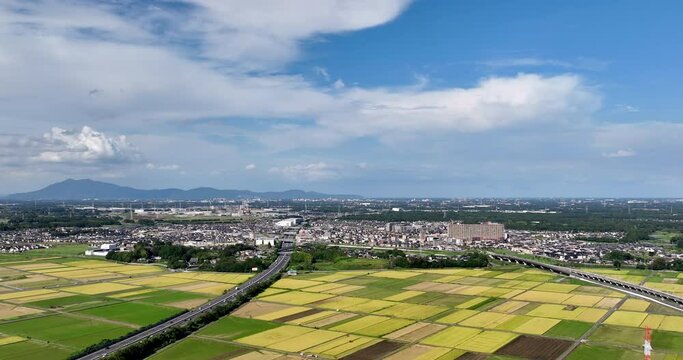 空撮 - 日本の都市風景 茨城県つくばみらい市 観光 ビジネス 左ドリー