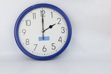 Set of office clocks showing various time isolated on white background.