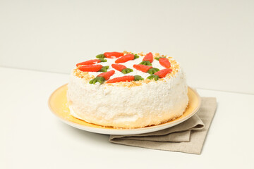 Tasty and delicious food concept - carrot cake