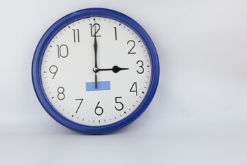 Set of office clocks showing various time isolated on white background.