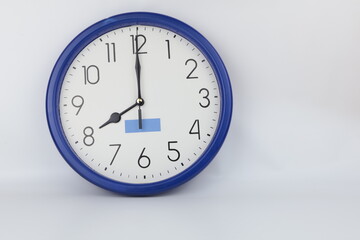 Set of office clocks showing various time isolated on white background.