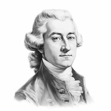 recommend clip art: Black and white vintage engraving, headshot portrait of Thomas Gainsborough, the famous English portrait and landscape painter, draughtsman and printmaker, white background, greyscale - Generative AI