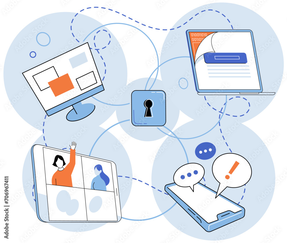 Poster cyber security vector illustration. expert support is crucial in establishing effective cyber securi