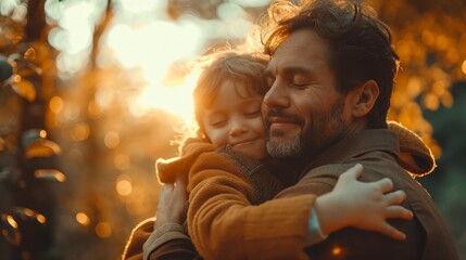 Happy loving family. Father and his daughter child girl playing outdoors - obrazy, fototapety, plakaty
