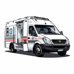 Naklejka premium Ambulance in cartoon, doodle style. Isolated 2d vector illustration in logo, icon, sketch style, Eps 10. AI Generative